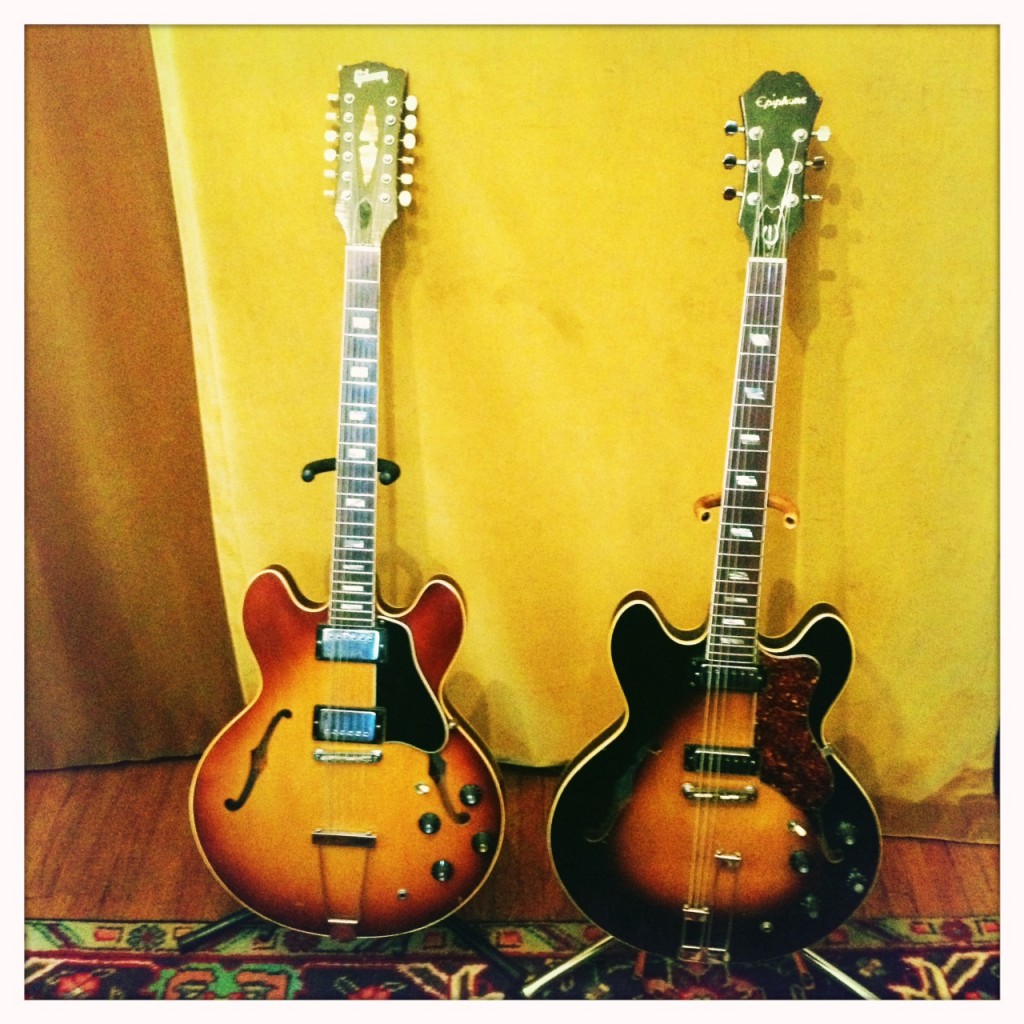 Our faithful friends: 12 String Gibson and 6 string Epiphone